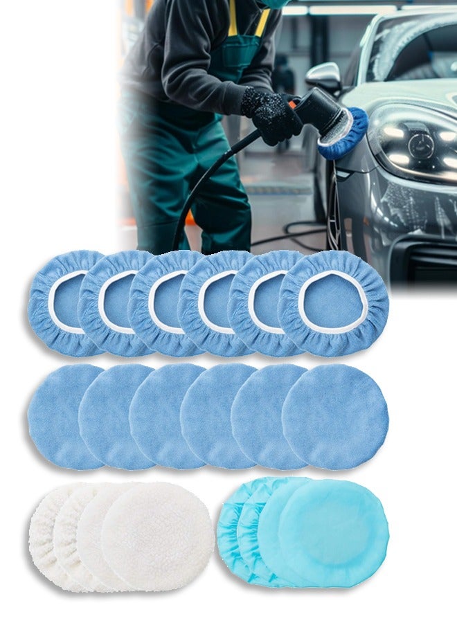 DUNISO 20Pcs 5-6 Inch Car Polisher Pad Bonnet Set,Microfiber Polishing Bonnets and Waxing Bonnets,Resistant to Deformation,Easy to Use,for Car Truck Motorcycle Boat Polish - Image 1